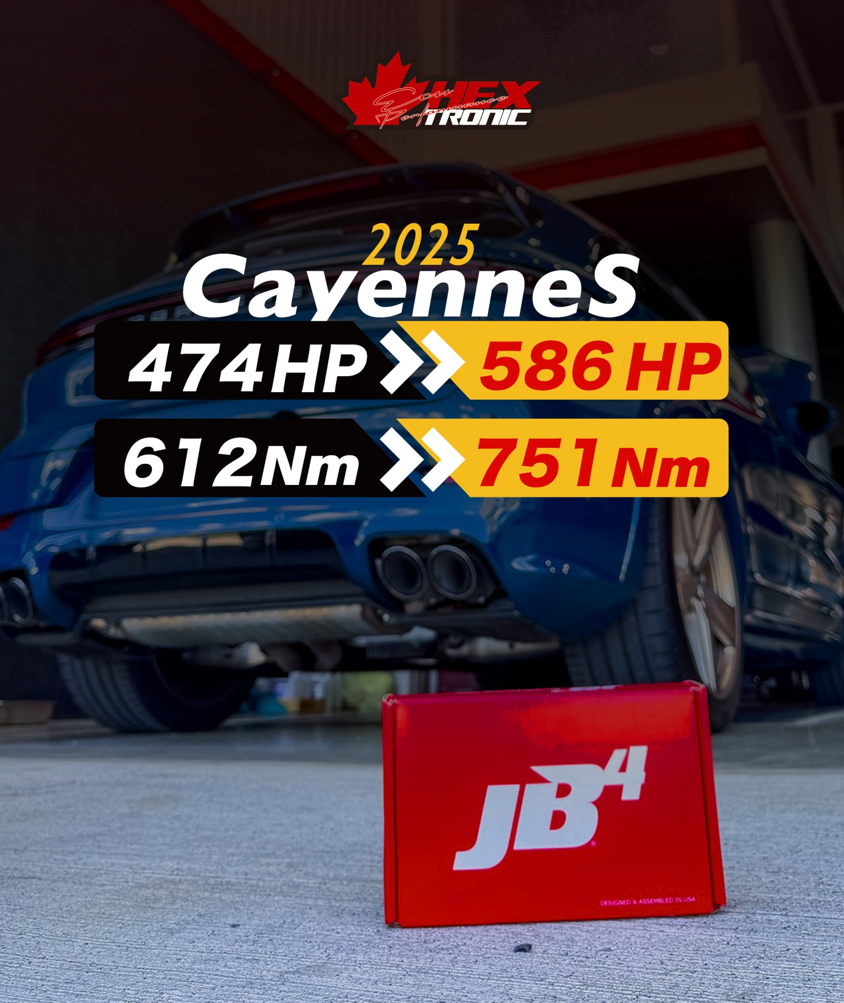 PORSCHE Cayenne S 調校前後馬力曲線圖